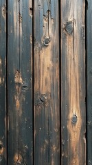 Naklejka premium Rustic wooden planks with a weathered finish showcase unique textures and tones in natural light