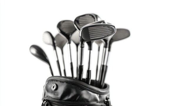Golf clubs in bag, studio shot (2)