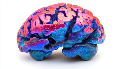 Colorful brain model on white background. Concept of neurology, science, and medicine.