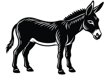 Fototapeta premium Silhouette donkey animal black color