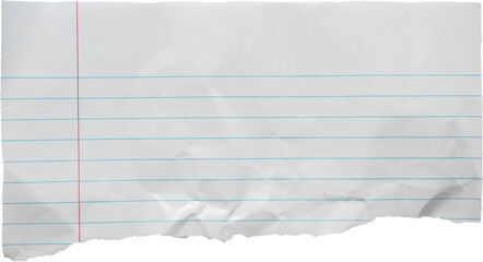 piece of lined paper tear isolated on white background