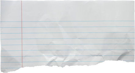 piece of lined paper tear isolated on white background