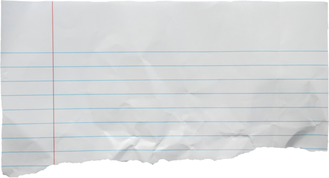 piece of lined paper tear isolated on white background
