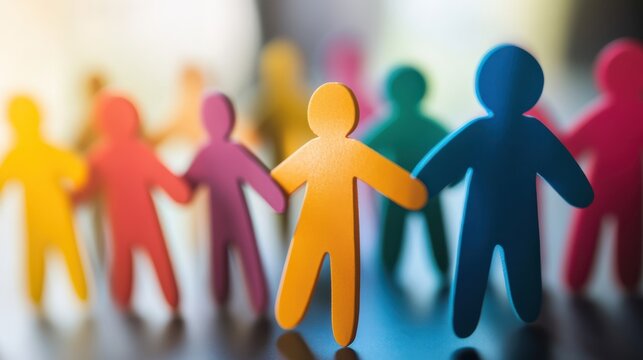 Rainbow paper background with layout of people. Zero discrimination day concept. - Powered by Adobe