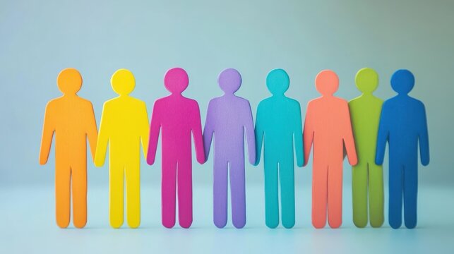 Rainbow paper background with layout of people. Zero discrimination day concept.