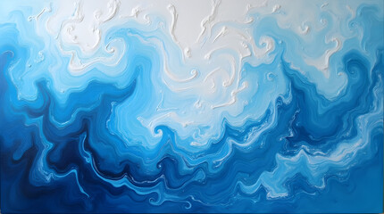 Obraz premium Textured Blue Ocean Waves Abstract Painting Large Canvas Wall Art Decor