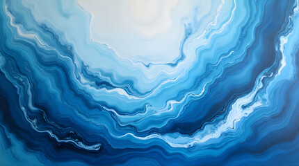 Obraz premium Dramatic Swirling Deep Blue Ocean Waves - Fluid Resin Art Painting