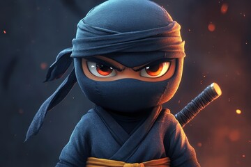 Dynamic ninja poses with intense expression in a dark background setting at twilight © Tanu