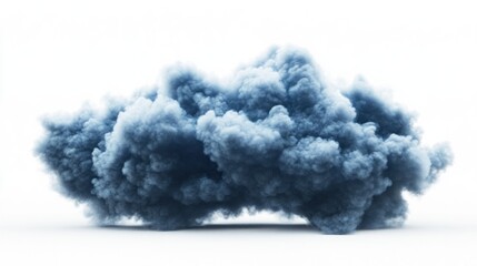 Blue smoke cloud isolated on white