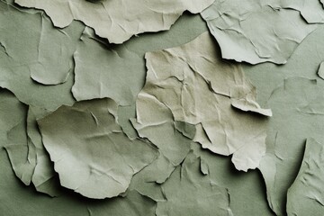 Fototapeta premium Abstract Texture of Torn and Crumpled Sage Green Paper Background