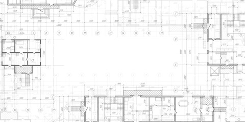 Architectural plan .House plan project .Engineering design .Industrial construction of houses . Vector illustration .