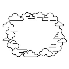 Sky's Embrace: Abstract graphic image features stylized clouds forming a frame, creating a sense of openness. 