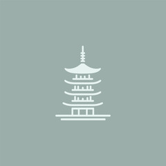 A minimalist pagoda logo embodying peace, spirituality, and harmony.