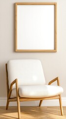 Stylish white chair placed in a minimalist room with soft natural light illuminating the space
