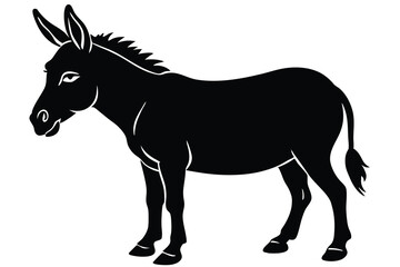 Obraz premium black on white Donkey silhouette vector illustration