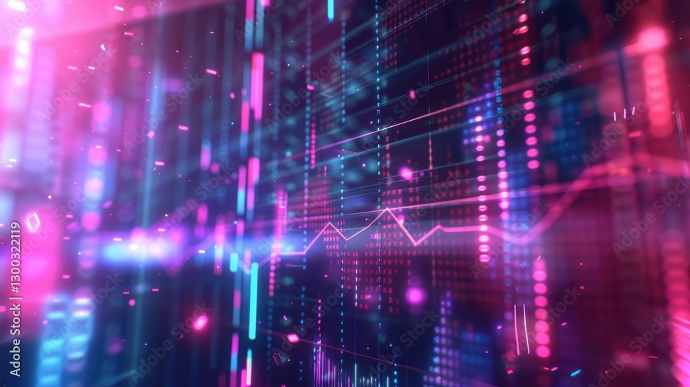 Poster abstract picture micro light sparkling particle represent data flow vivid flowing wave with high tec