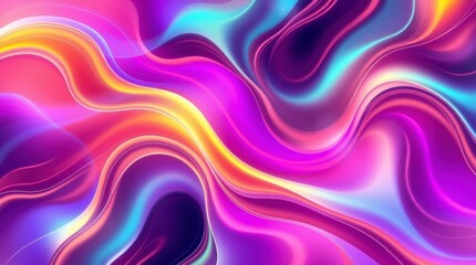 Obraz premium Vibrant abstract background with flowing lines in shades of pink, purple, yellow and turquoise.
