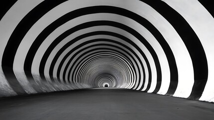 Obraz premium Hypnotic Black White Tunnel Perspective Illusion