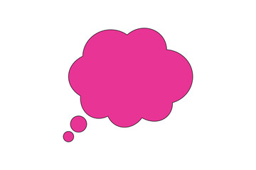 Thought bubble, speech, pink with small bubbles on white background