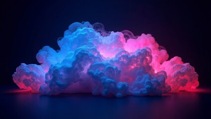 A mesmerizing cloud of magenta and cyan light creates an abstract and dreamlike atmosphere.