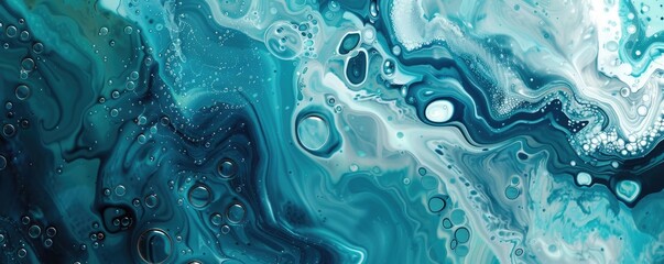 Naklejka premium Abstract underwater blue color liquid wave flow express energetic surface. Seamless texture of vividness curve swirling convey sense of harmony and water scene perfect for effect and graphic. AIG61.