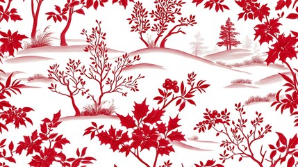 Elegant Christmas Toile Pattern in Red and White Style Design