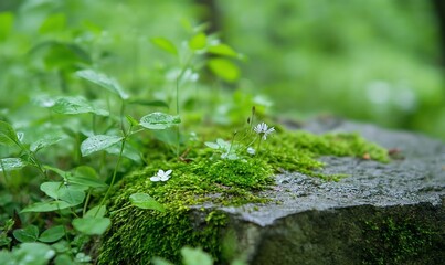 Forest Rocks Covered in Moss