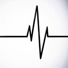 Minimalist Black Heartbeat Line. Simple ECG Pulse Wave Illustration.