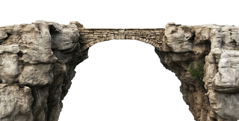 Two cliffs with a bridge isolated on transparent background