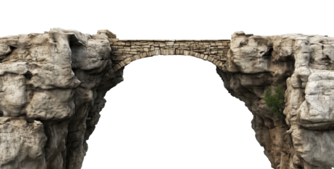 Two cliffs with a bridge isolated on transparent background