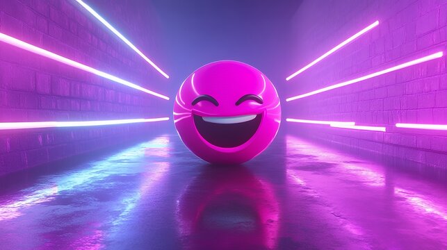 Vibrant Emoji in a Stylish Neon-lit Tunnel Setting - Powered by Adobe
