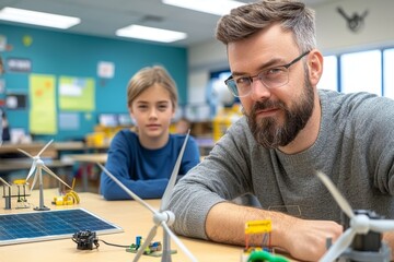 Obraz premium Education Learning, Student Lifestyle, Diversity Collaboration, Engaging Teacher Collaborating With Students in Classroom Activity
