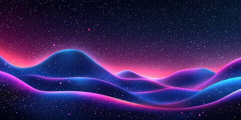 Vibrant Cosmic Landscape with Waves of Colorful Stars and Nebulae