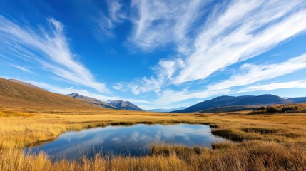 Serene autumn reflection mountain valley landscape photography natural environment panoramic view tranquility and beauty