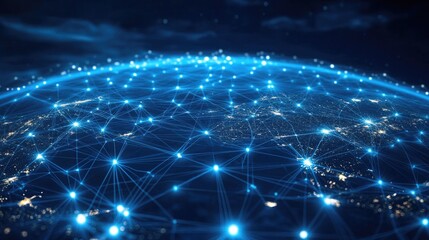 Obraz premium Global Network Connection, Digital World Map