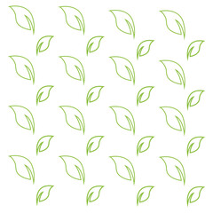 Outline Green Leaf Pattern Vector, Simple Botanical Design, Isolated on White Background for Decorative Use