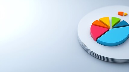 Fototapeta premium Modern Business Presentation with Pie Chart on Clean White Background