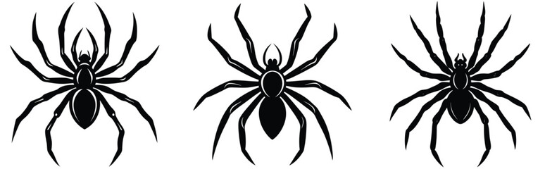 Spider vector shilhouette bundle set icon