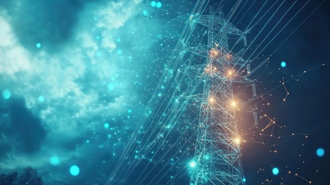 Networked Power Tower at Night