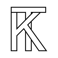 Logo sign tk kt icon, double letters logotype t k
