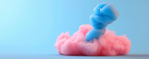 Abstract Blue and Pink Ink Cloudscape Art