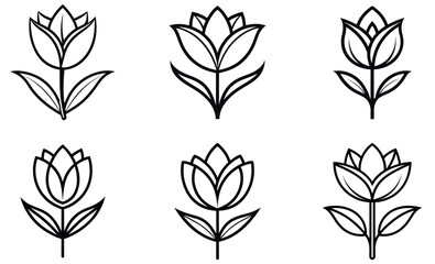 Six Simple Line Art Tulip Illustrations