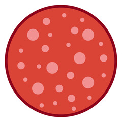 Bright red slice salami, delicious round slice salami sausage pepperoni