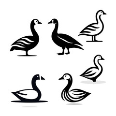 Goose Vector Logo Set – Elegant Wildlife Silhouettes & Minimalist Bird Design