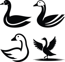 Goose Vector Logo Set – Elegant Wildlife Silhouettes & Minimalist Bird Design