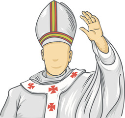 Christian Pope Flat Style Greeting. Vector Illustration