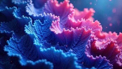Fototapeta premium Intricate blue and violet coral-like pattern Gradient hues blend smoothly , colorful, art, space