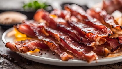 Crispy Organic Unhealthy Bacon on a Background