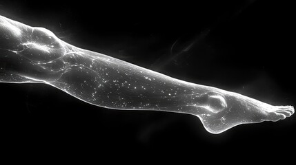 Obraz premium Hip flexor muscle detail during leg raise, split lighting pattern, minimalist composition