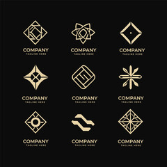 Vector Luxury Geometric Logo Set for Branding and Business Identity with Elegant and Modern Design

